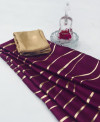 Magenta color satin silk saree with floral print