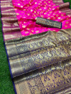 Pink color banarasi soft silk saree with rich pallu