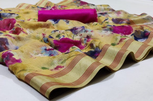 Multi color kota doriya saree with digital print pallu