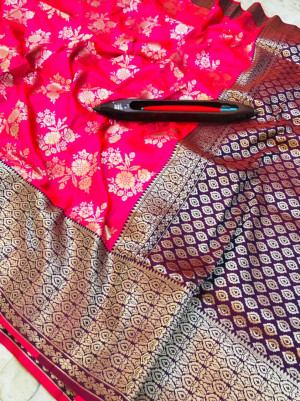 Pink color kanchipuram pure silk handloom saree