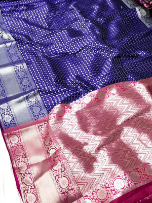 Purple color rich banarasi saree with zari rich pallu