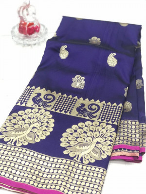 Purple color banarasi silk jecquard work saree with rich pallu
