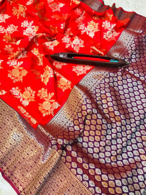 Red color kanchipuram pure silk handloom saree