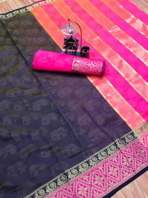 Magenta color soft cotton saree with weaving border