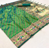 Light green color paithani silk saree with zari work and leheriya design