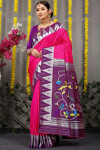 Rani pink color paithani silk saree with meenakari work