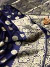 Navy blue color banarasi silk saree with weaving work