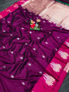Magenta color soft cotton silk saree with zari work