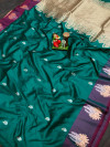 Rama green color soft cotton silk saree with zari work