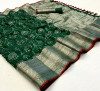 Green color soft  banarasi silk saree with zari weaving work