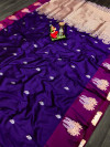 Purple color soft cotton silk saree with zari work