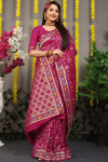 Magenta color soft kanchipuram silk saree with zari woven work