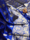 Royal blue color banarasi silk saree with weaving work