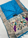 Firoji color paithani silk saree with weaving work