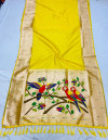 Yellow color soft paithani silk saree with gold zari weaving work