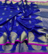 Royal blue color banarasi silk saree with zari woven work