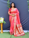 Gajari color soft paithani silk saree with golden zari work