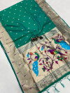 Green color paithani silk saree with weaving work
