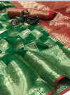 Green color soft kanchipuram silk saree with gold zari weaving work
