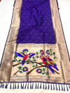 Violet color soft paithani silk saree with gold zari weaving work