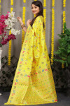 Yellow color soft kanchipuram silk saree with zari woven work
