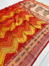 Multi color soft banarasi silk saree with zari woven work