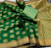 Green color banarasi silk saree with weaving work