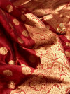 Maroon color banarasi silk saree with weaving work