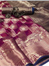 Magenta color soft kanchipuram silk saree with gold zari weaving work