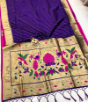 Purple color soft paithani silk saree with golden zari work