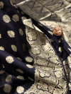 Black color banarasi silk saree with weaving work