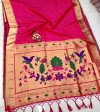 Pink color soft paithani silk saree with golden zari work