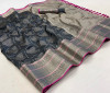 Black color soft  banarasi silk saree with zari weaving work