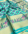 Rama green color soft banarasi silk saree with weaving work