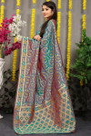 Rama green color soft kanchipuram silk saree with zari woven work