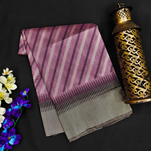 Magenta color tussar silk saree with zari woven work