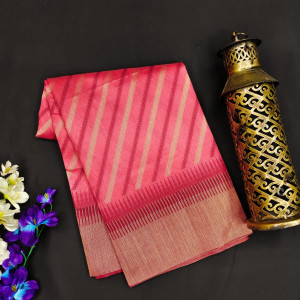 Gajari color tussar silk saree with zari woven work
