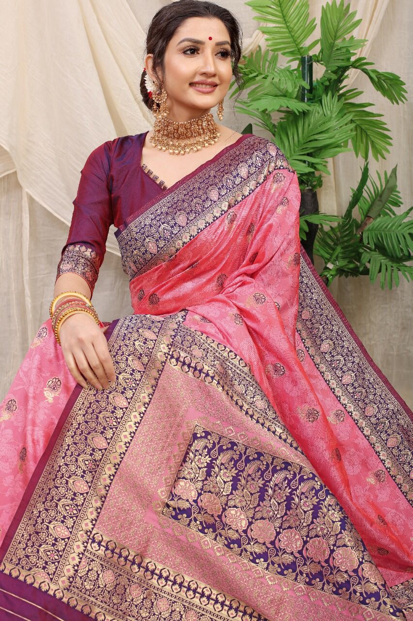 Buy Indian Kanchipuram Soft Silk Weaving Work Saree With