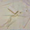 Off white color linen silk saree with weaving work