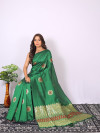 Green color lichi silk saree with zari weaving work