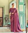 Purple color kanchipuram silk saree with zari weaving work