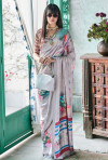 Gray color soft georgette saree with digital printed work