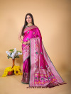 Light magenta color soft banarasi silk saree with zari weaving work