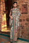 Green color muslin silk saree with digital printed work