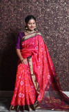 Gajari color soft cotton saree with ikkat printed work