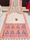 White color paithani silk saree with zari weaving work