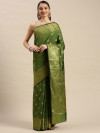 Mahendi green color lichi silk saree with zari weaving work