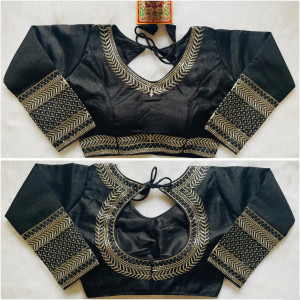 Heavy milan silk with embroidery work black color blouse