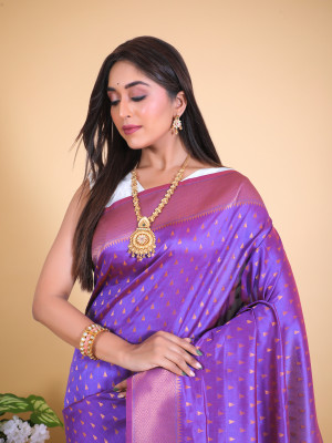 Purple color paithani silk saree with zari weaving work