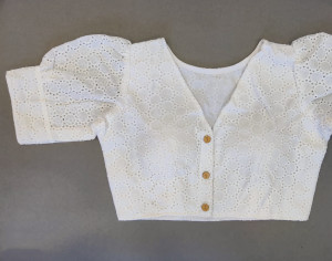 White color pure cotton blouse with chikankari work
